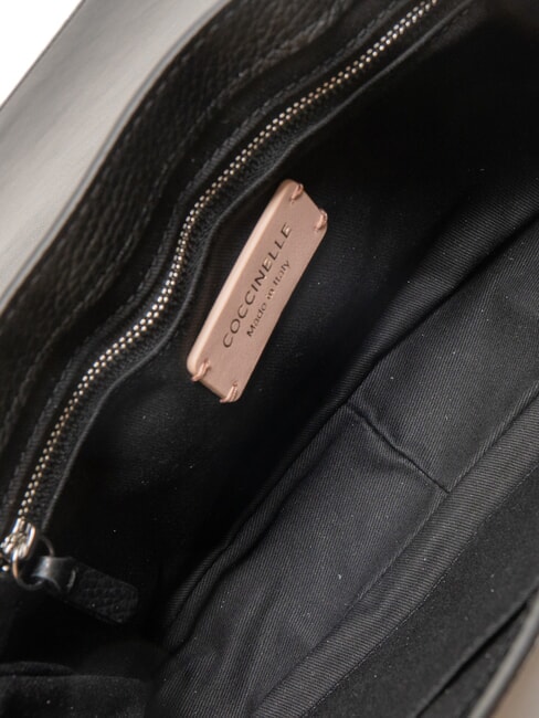 ARIES Geanta de umar din piele ciocanita negru - Genți femei