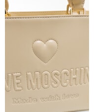LOVE MOSCHINO MADE WITH LOVE Geantă de mână mini, cu curea de umăr fildeş - Genți femei - 4