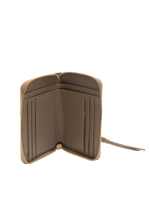 VOILE Portofel mediu din piele cu fermoar taupe cald - Portofele femei