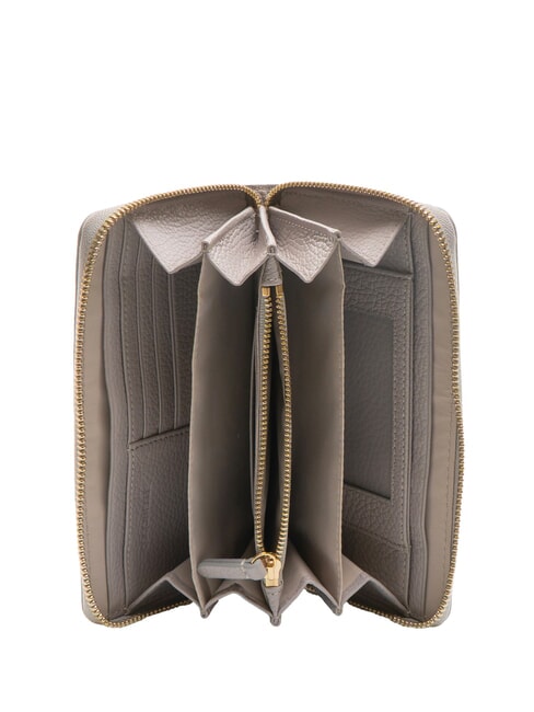 VOILE Fermoar mare din piele în jurul portofelului gri deschis - Portofele femei