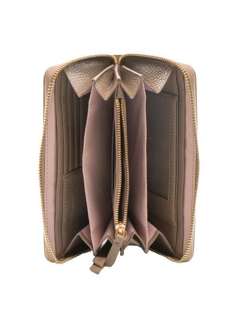 VOILE Fermoar mare din piele în jurul portofelului taupe cald - Portofele femei