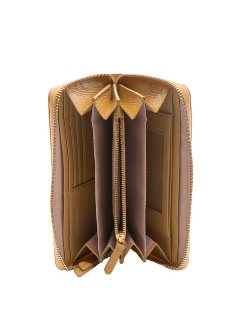 VOILE Fermoar mare din piele în jurul portofelului bej proaspăt - Portofele femei