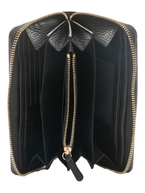 VOILE Fermoar mare din piele în jurul portofelului negru - Portofele femei