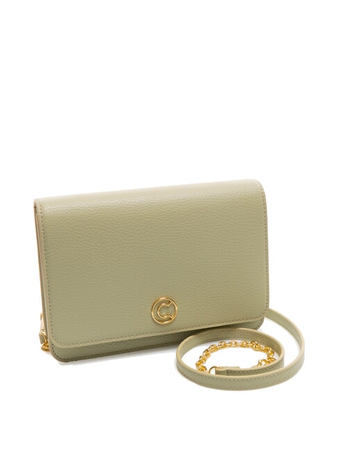 TULIP Geanta de umar din piele ciocanita verde celadon - Genți femei