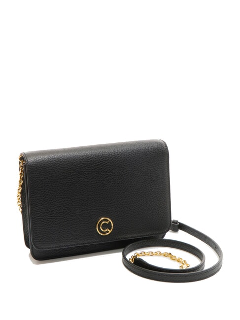 TULIP Geanta de umar din piele ciocanita negru - Genți femei