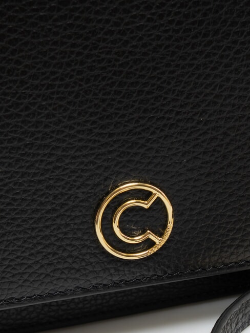 TULIP Geanta de umar din piele ciocanita negru - Genți femei