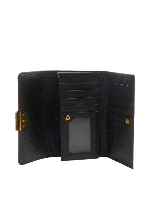 TALEA Portofel continental din piele ciocanita negru - Portofele femei