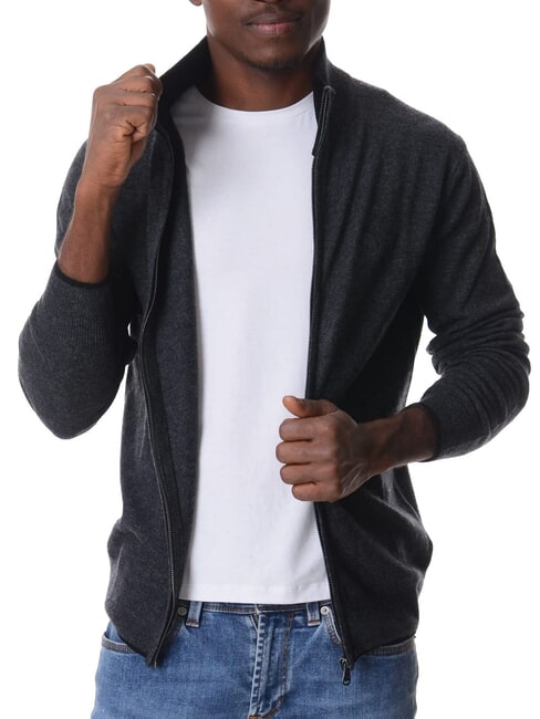 12GG Pulover melange gri închis - Pulovere pentru bărbați