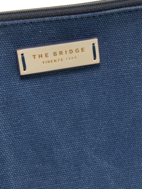 ANNA clutch din pânză plat bleumarin/alb lapte abb. aur - Genți femei