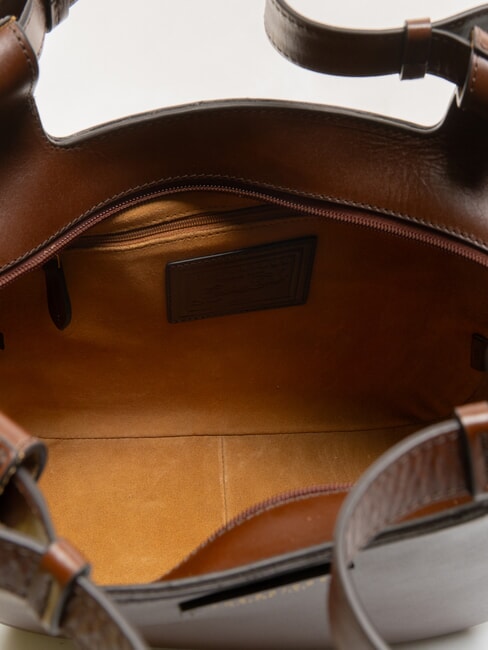 LUCIA Geantă de cumpărături de umăr din piele BROWN - Genți femei