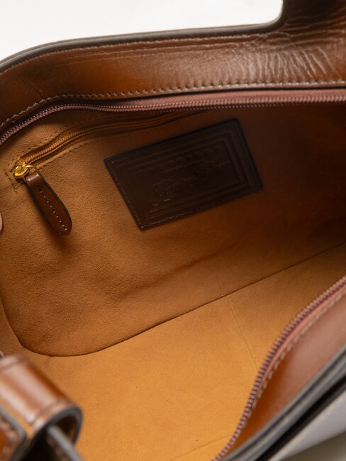 LUCIA Geantă de cumpărături de umăr din piele BROWN - Genți femei