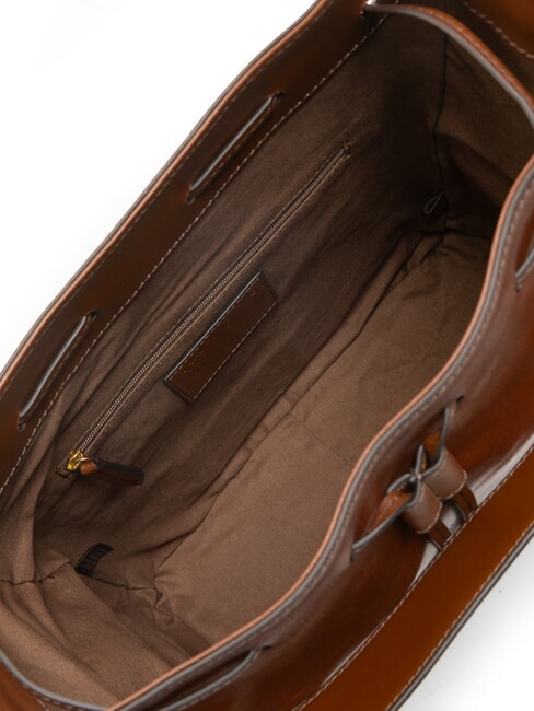 CARLOTTA Geanta ghiozdan din piele cu buzunare BROWN - Genți femei