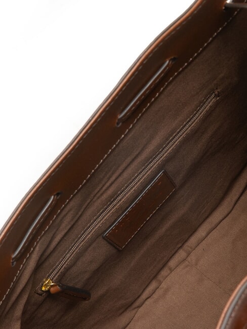 CARLOTTA Geantă din piele BROWN - Genți femei