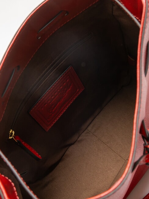 CARLOTTA Geantă de umăr tip bucket cireș / aur - Genți femei