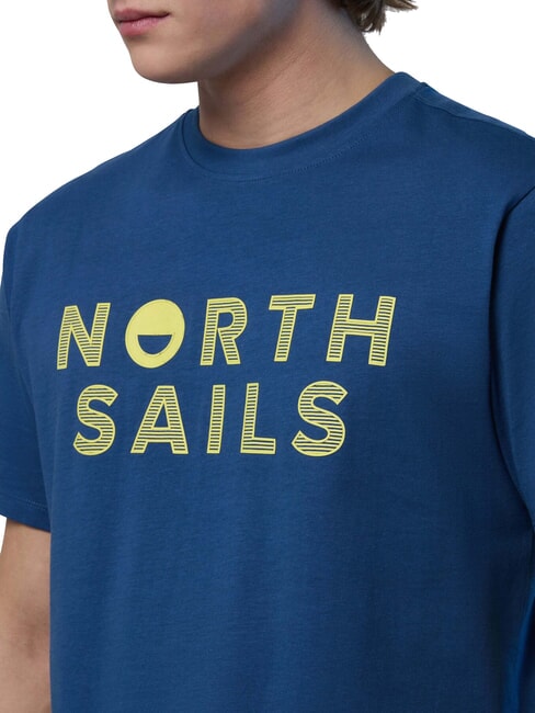 LINE PRINT Tricou din bumbac cu imprimeu maxi denim &icirc;nchis la culoare - tricou