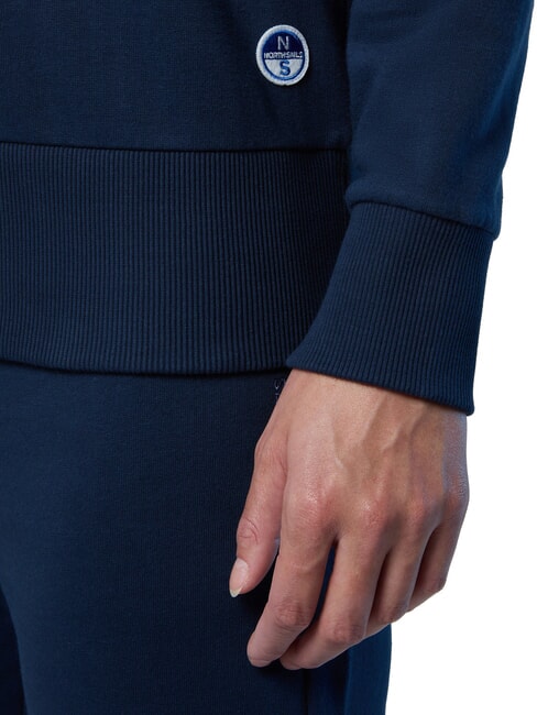 BASIC Hanorac cu guler rotund din bumbac albastru marin - Hanorace pentru femei