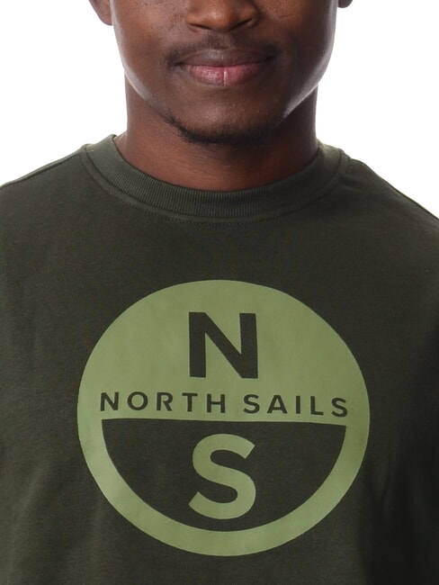 GRAPHIC Hanorac cu guler rotund din bumbac verde de pădure - hanorace