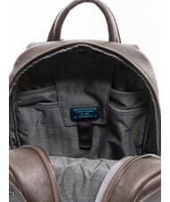 PIQUADRO BLACK SQUARE  Rucsac pentru laptop de 13,3", din piele MORO - Rucsacuri pentru laptop - 5