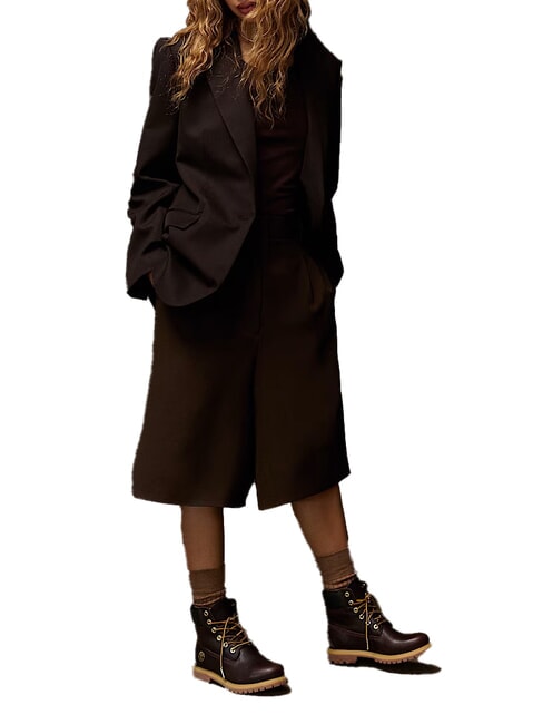 PREMIUM 6 INCH  Ghete din piele căptușită până la gleznă maro închis la culoare, fibră integrală, cu negru - Pantofi femei