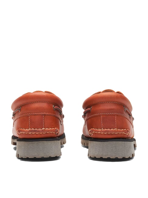 AUTHENTIC  Pantofi de barcă din piele portocaliu mediu, fire integrale - Pantofi bărbați