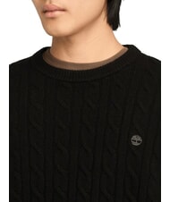 TIMBERLAND P-B LAMBWOOL Pulover cu gât crew din amestec de lână negru/pavaj - Pulovere pentru bărbați - 3