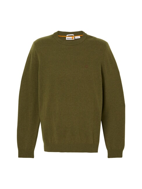 MERINO Pulover cu gât crew din amestec de lână darkoliv - Pulovere pentru bărbați