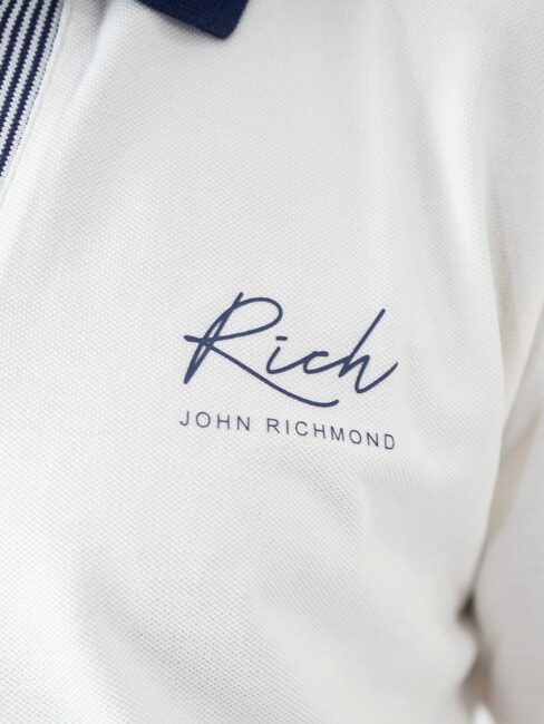 DABAK Polo cu decolteu în V și mânecă jumătate aproape alb - maiou Polo