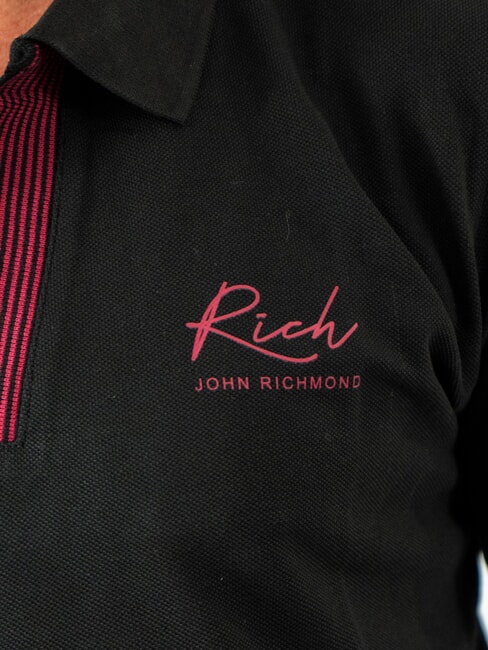 DABAK Polo cu decolteu &icirc;n V și m&acirc;necă jumătate negru - maiou Polo