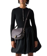 PINKO SADDLE Geantă de umăr din piele cu clapă gală maro moro-mix. nik de aur - Genți femei - 7