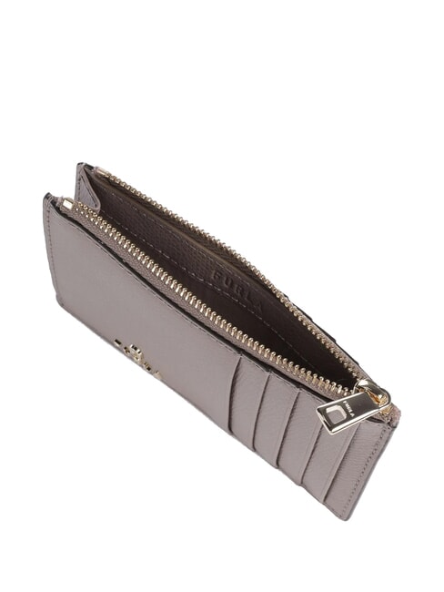 CAMELIA Portofel plat din piele stuc gri - Portofele femei