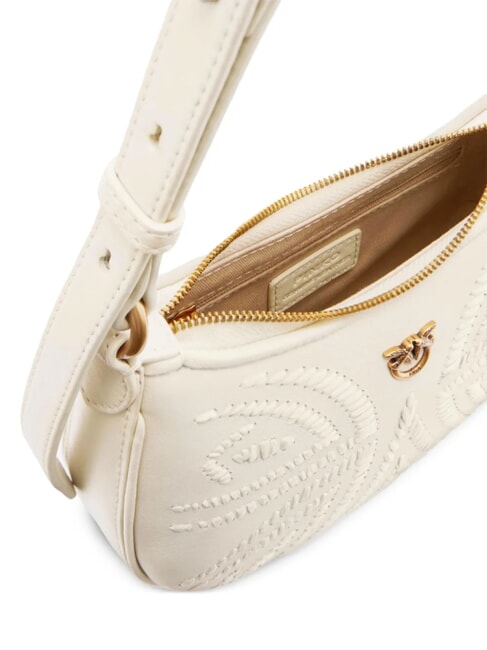 HALF MOON BABY Geantă de umăr mătase alb-aur antic - Genți femei