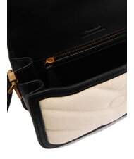 PINKO LOVE BOX BAG Geantă de umăr mini din pânză bej/negru-auriu antic - Genți femei - 4