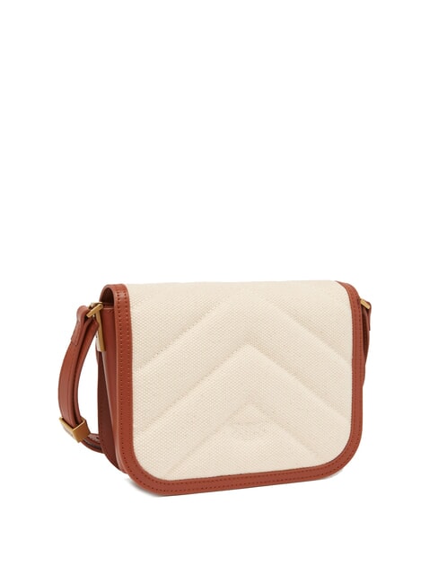 LOVE BOX BAG Geantă de umăr mini din pânză bej/maro-auriu antic - Genți femei