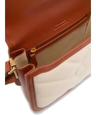 PINKO LOVE BOX BAG Geantă de umăr mini din pânză bej/maro-auriu antic - Genți femei - 4