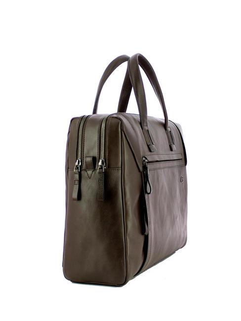 CAMPIONARIO - PAN  Servietă din piele pentru laptop de 15,6 inchi cu părul negru - Serviete birou