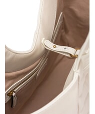 PINKO PUZZLE Geantă de umăr din piele cusută mătase alb-aur antic - Genți femei - 5