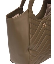 PINKO PUZZLE Geantă de umăr din piele cusută wren-aur antic - Genți femei - 4