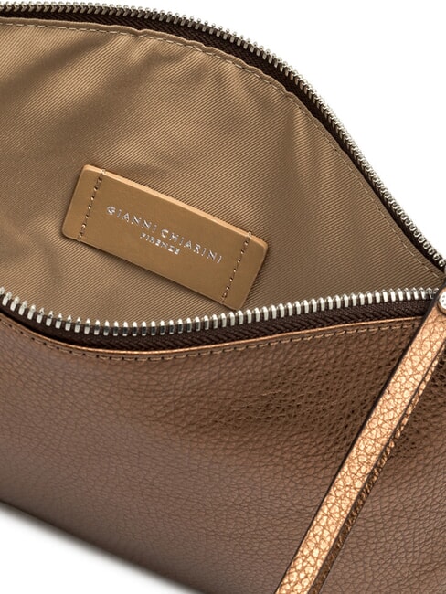 HERMY Geantă plic din piele metalică prăjit - Genți femei