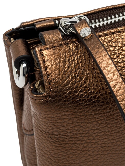 THREE Geantă de umăr din piele metalică prăjit - Genți femei