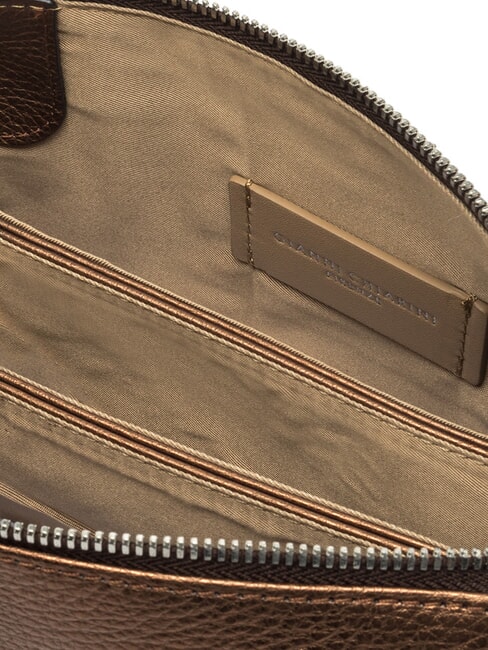 THREE Geantă de umăr din piele metalică prăjit - Genți femei