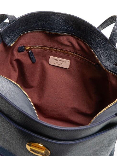 LIYA Geantă de umăr din piele ciocănită albastru miezul nopții - Genți femei