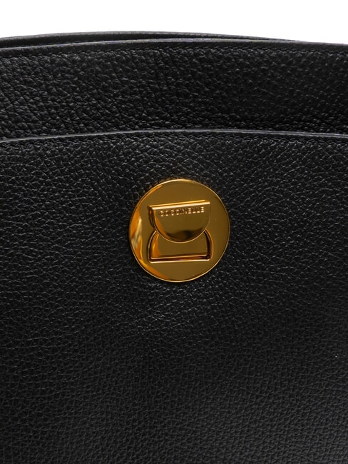 LIYA Geantă de umăr din piele ciocănită negru - Genți femei