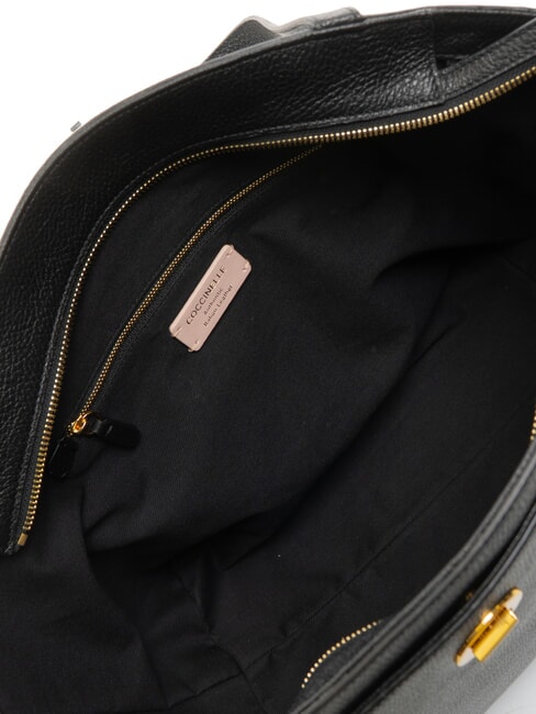 LIYA Geantă de umăr din piele ciocănită negru - Genți femei