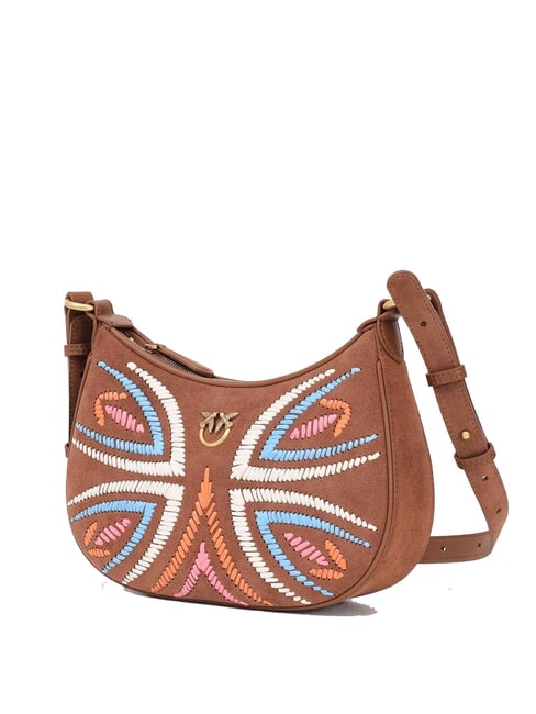 HALF MOON Geantă de umăr din piele întoarsă maro - leu-aur antic - Genți femei