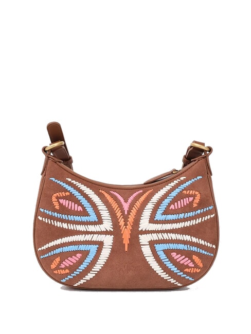 HALF MOON Geantă de umăr din piele întoarsă maro - leu-aur antic - Genți femei