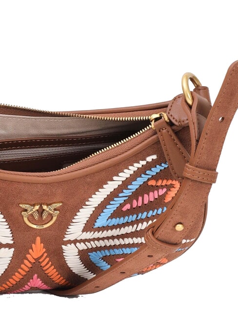 HALF MOON Geantă de umăr din piele întoarsă maro - leu-aur antic - Genți femei