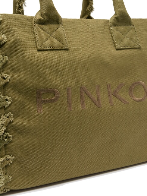 BEACH Geantă de cumpărături din pânză reciclată măsliniu gotic-aur antic - Genți femei