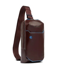 PIQUADRO BLUE SQUARE Rucsac din piele cu un singur umăr MAHOGANY - Genți de umăr bărbați - 2