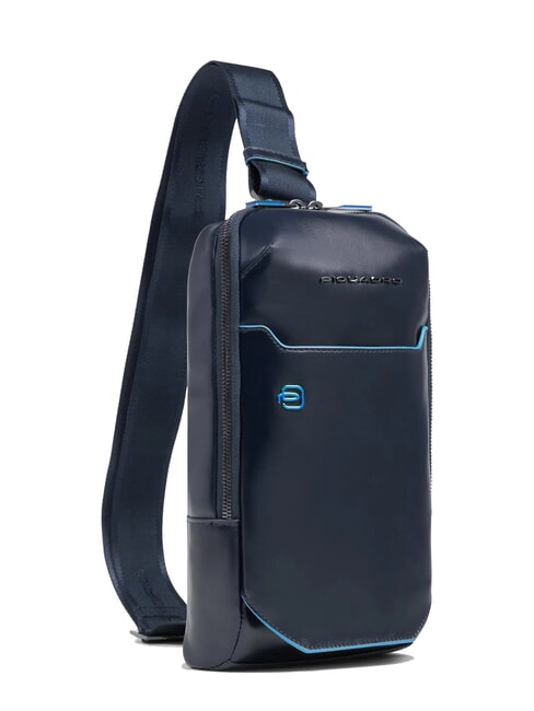 BLUE SQUARE Rucsac din piele cu un singur umăr albastru - Genți de umăr bărbați