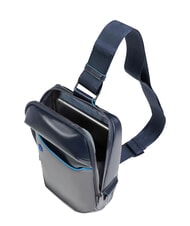 PIQUADRO BLUE SQUARE Rucsac din piele cu un singur umăr albastru - Genți de umăr bărbați - 5
